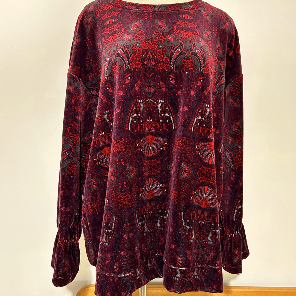 Ruff Hewn GREY NWOT long bell sleeve, velour texture, XL, never worn, size XL - Picture 5 of 8